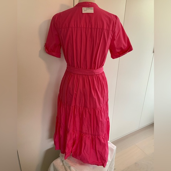 Who What Wear Dresses Whowhatwear Hot Pink Below Knee Dress Gathered Ruffled Skirt Short
